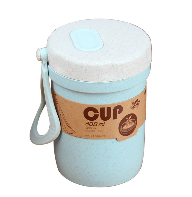 

2020 high quality biodegradable small reusable custom eco friendly travel wheat straw hot coffee cup tea mug with spoon