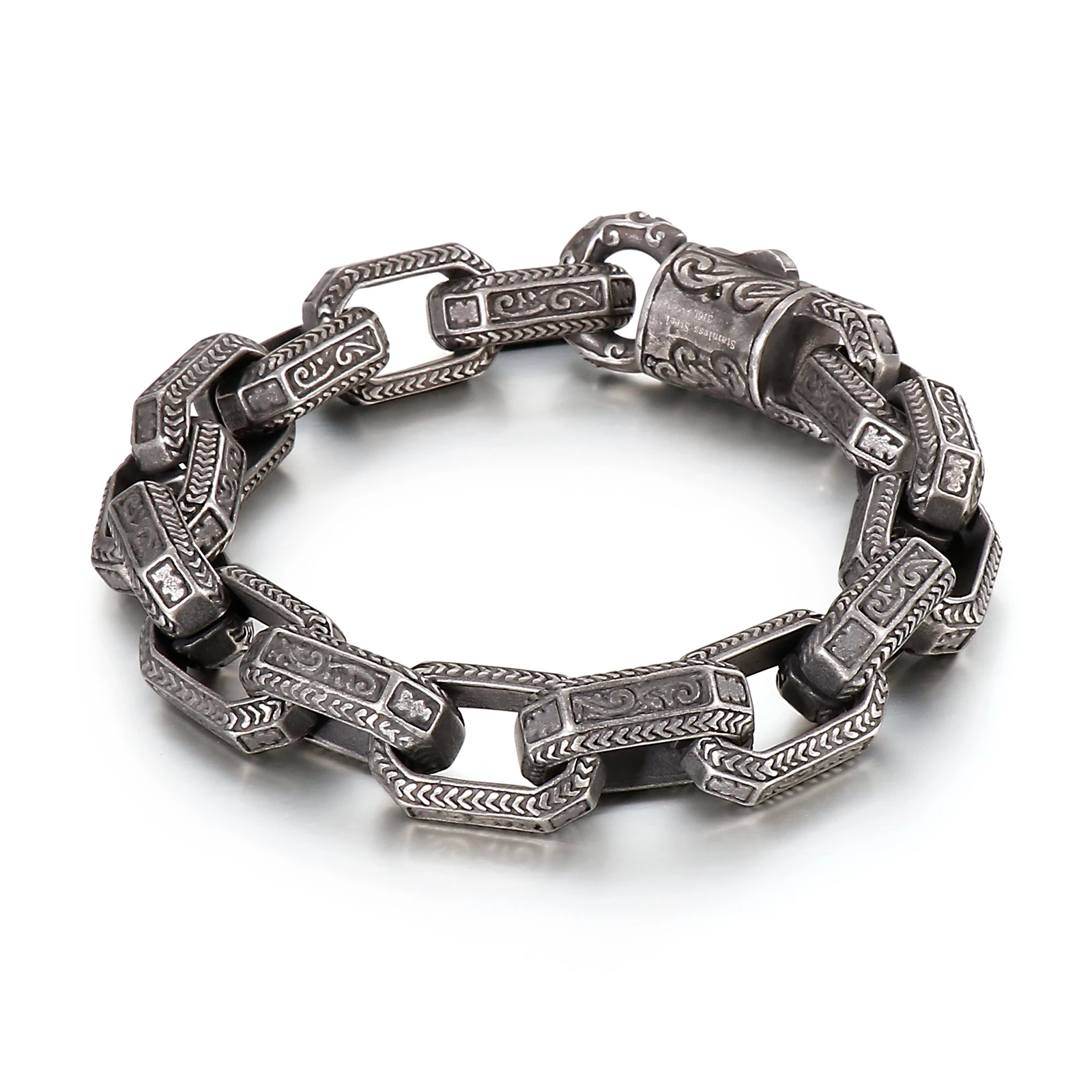 

KALEN Vintage Stainless Steel Personality Black Bracelet Men