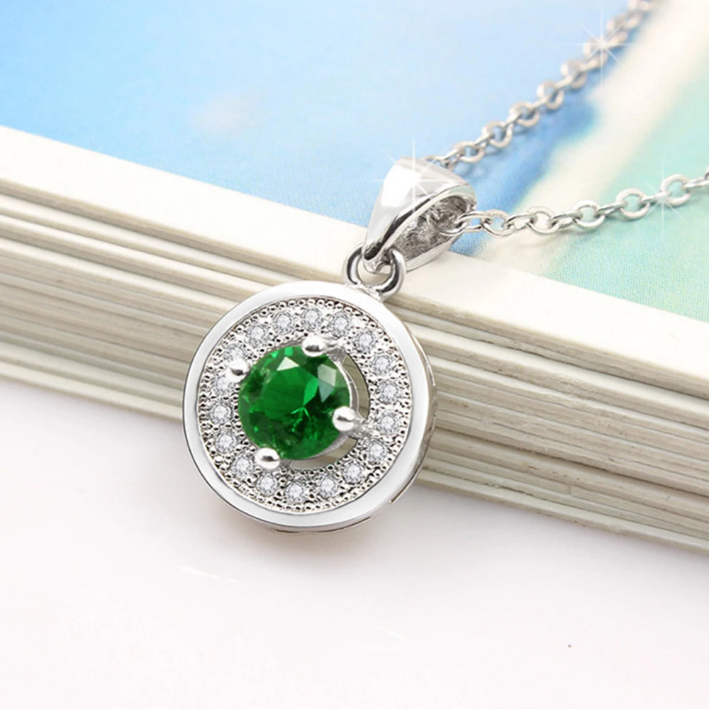 

Zircon necklace silver jewelry fashion Round Pendant Jewelry