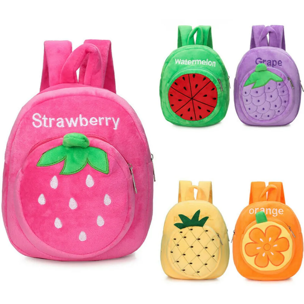 product-GF bags-mochilas 3D Cartoon school Childrens Backpack Fashion Fruit Embroidery Plush Mini Zi
