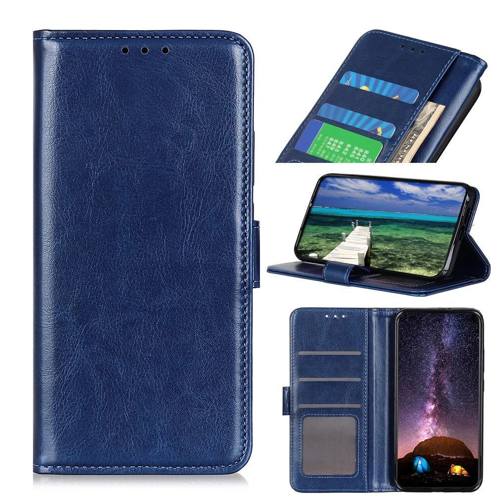 

Mirror window Crazy Horse pattern PU Leather Flip Wallet Case For OPPO RENO 6 PRO With Stand Card Slots, As pictures