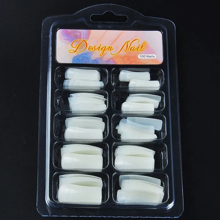 

Factory Wholesale 100Pcs Clear Nature Acrylic Nail Forms Artificial Tips False Nail Molds with Scale Nail Builder Extension Form, As the picture