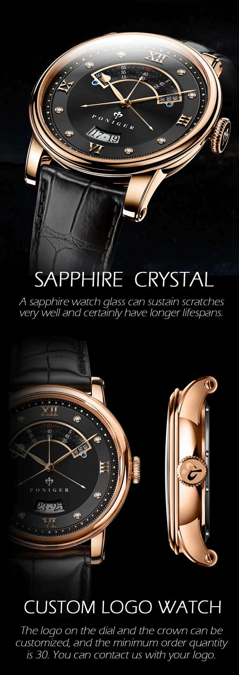 Poniger Luxury Watch Mens Wristwatches 2021 New Design Miyota Japanese