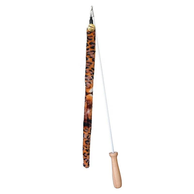 

Funny Cat Teaser Toy Wooden Wand Two Telescopic Rod Plush Caterpillar Tail Wooden Pole Cat Teaser, Customized color
