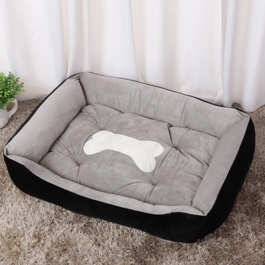 

Best Selling Luxury Different Size Bone Pattern Pet Bed Stain Resistant Luxury Super Soft Pet Cushion Warm Grey Dog Cat Sofa, Multiple colour