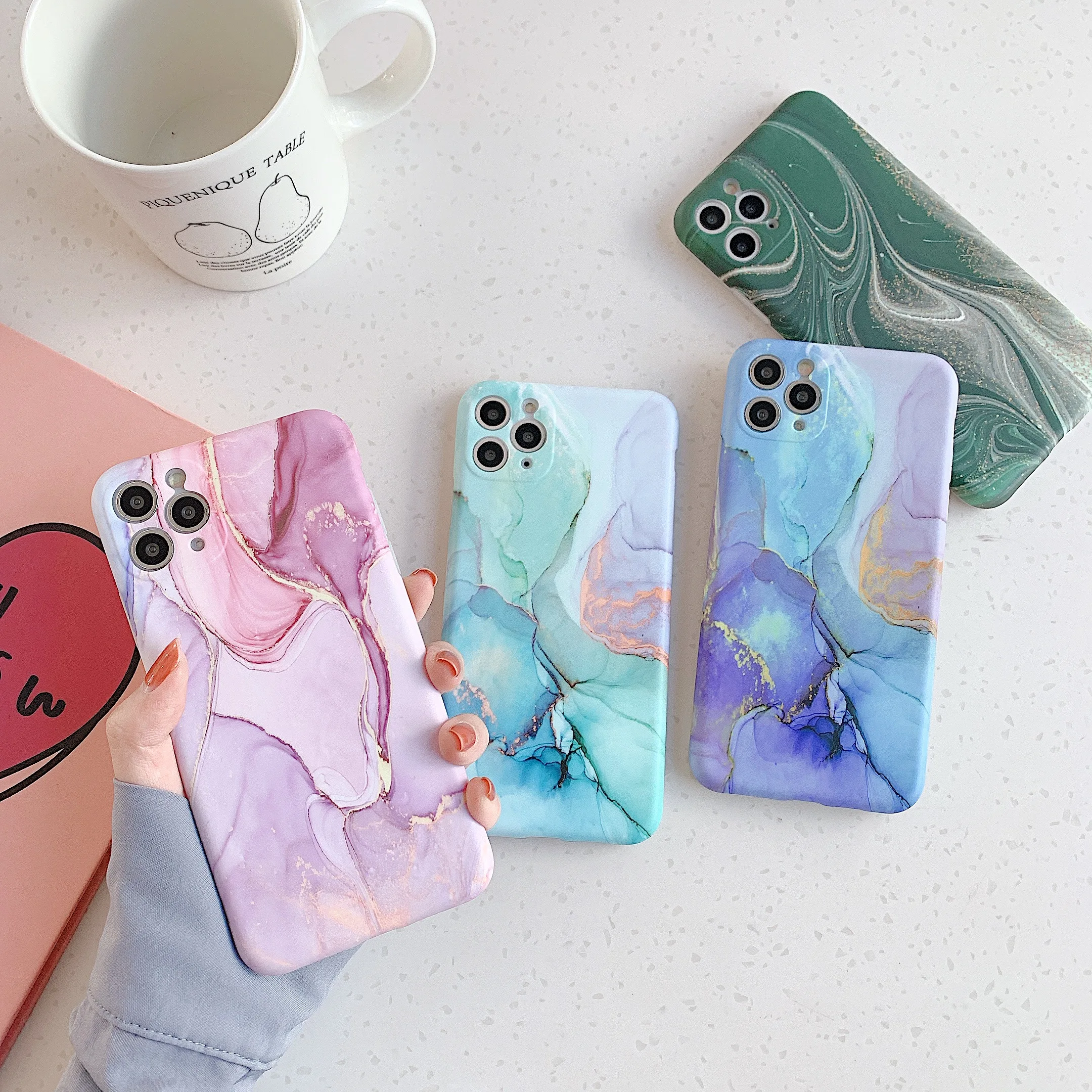 

For Iphone 12 Marble Case, HOCAYU Luxury Soft IMD Marble Mobile Phone Case For iPhone 12 max mini 11 pro max x xs xr Carcasas