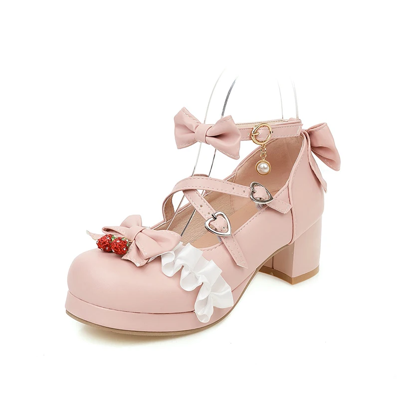 

Round head platform Sweet Bow Buckles Ladies Single Shoe
