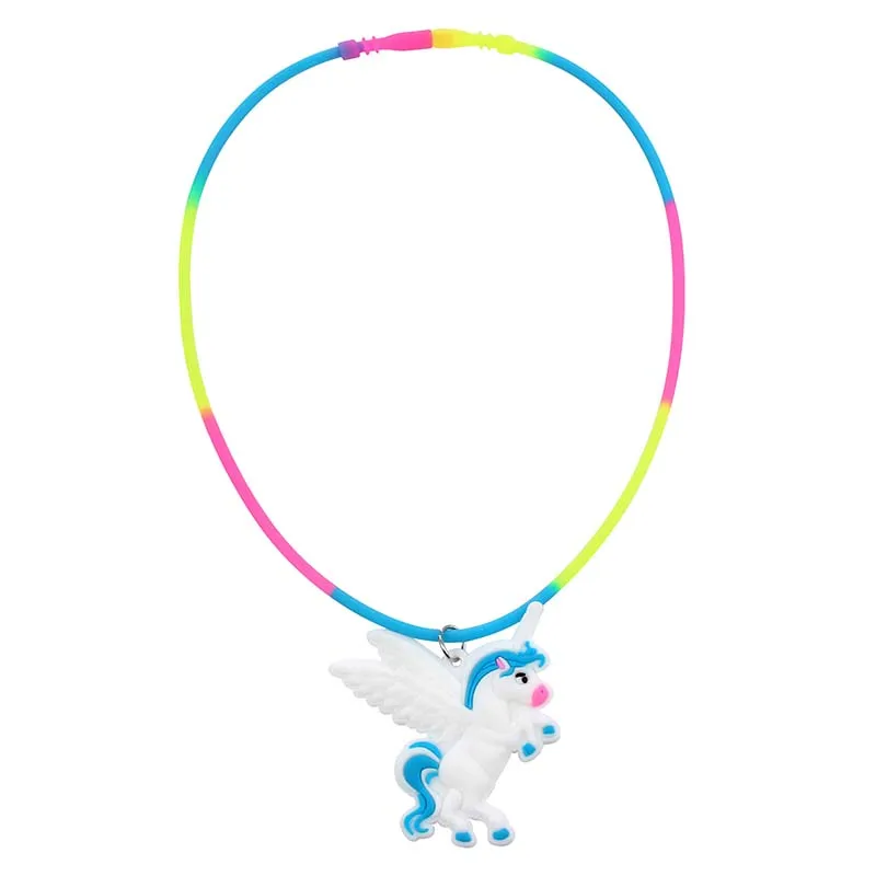 

Rainbow Unicorn Pendant Necklaces Rubber Toys Birthday Party Children Girls Best Friend Friendshipe Chain Jewelry Accessories, Picture