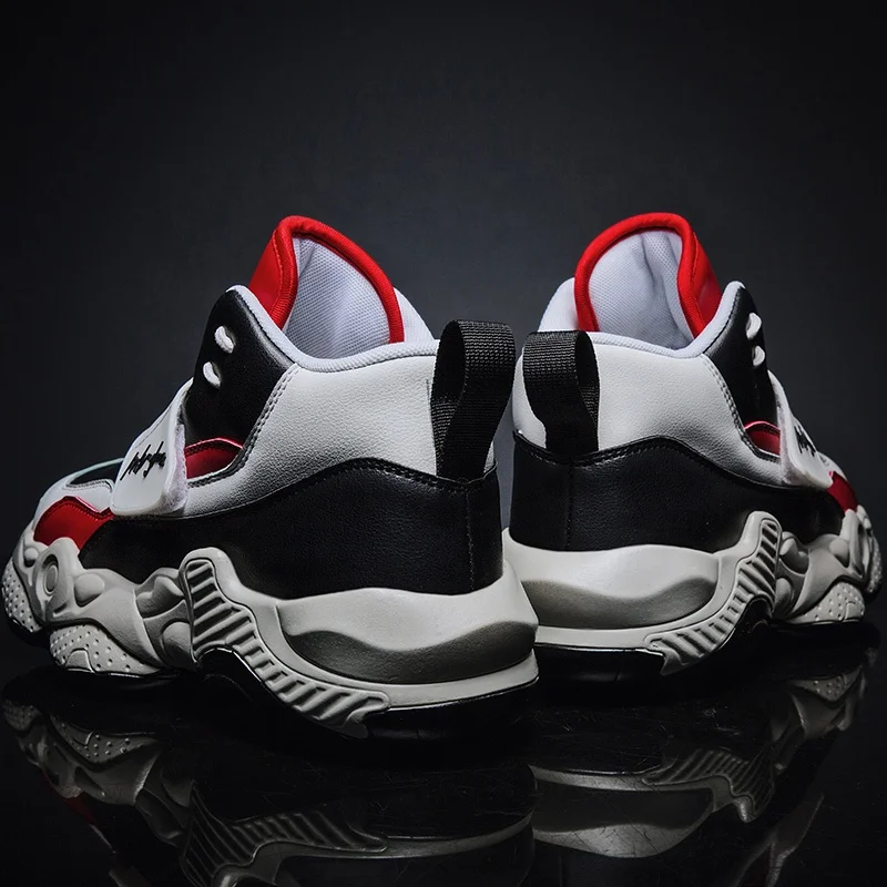 
Custom Brand 2019 New Design High Top Fashion Sneaker For Men Genuine Leather Upper Walking Shoes Thick Bottom JD-Y611 