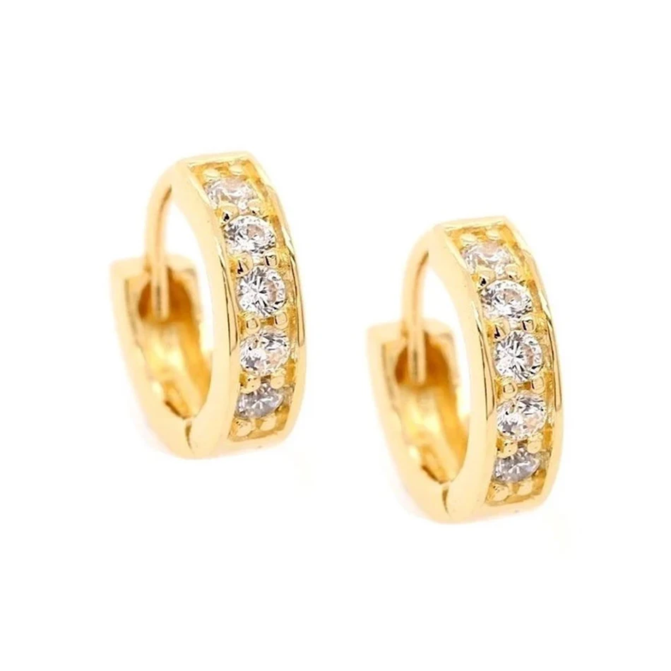 

fine jewelry dainty earrings 18k gold plated fashion jewelry 925 sterling silver wide band pave cz sparkle huggie hoop earrings