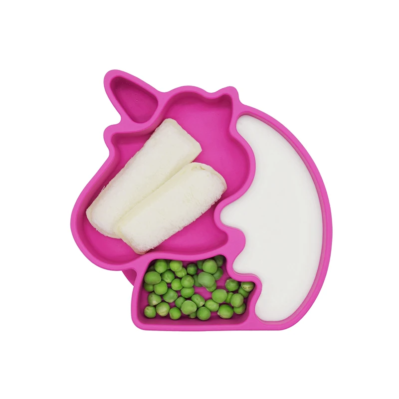Big Suction Strong Suction  Baby Plate FDA Silicone Unicorn Plate