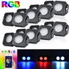 OVOVS 12V 4x4 8pods App Bluetooth Control RGB Led Rock Light Kits for Jeep Off Road Trucks UTV ATV SUV