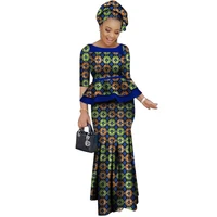 

Summer african women two piece o-neck print Skirt set african clothing plus size women cotton clothing regular none WY2466