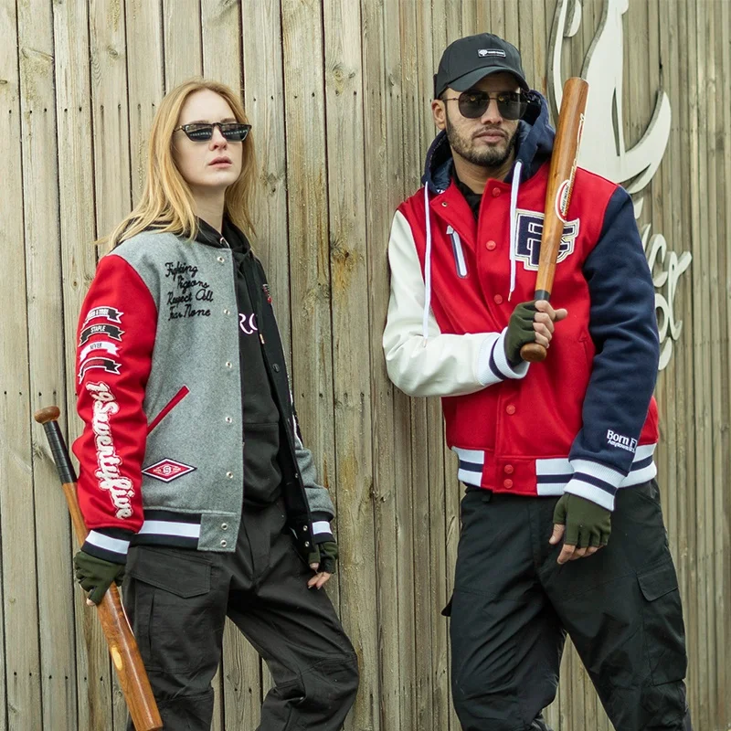 

New Baseball Jacket Quilted Jacket Outdoor Wear Polyester / Wool Shell Baesball Jacket Regular Clothing Length Casual 1000pcs