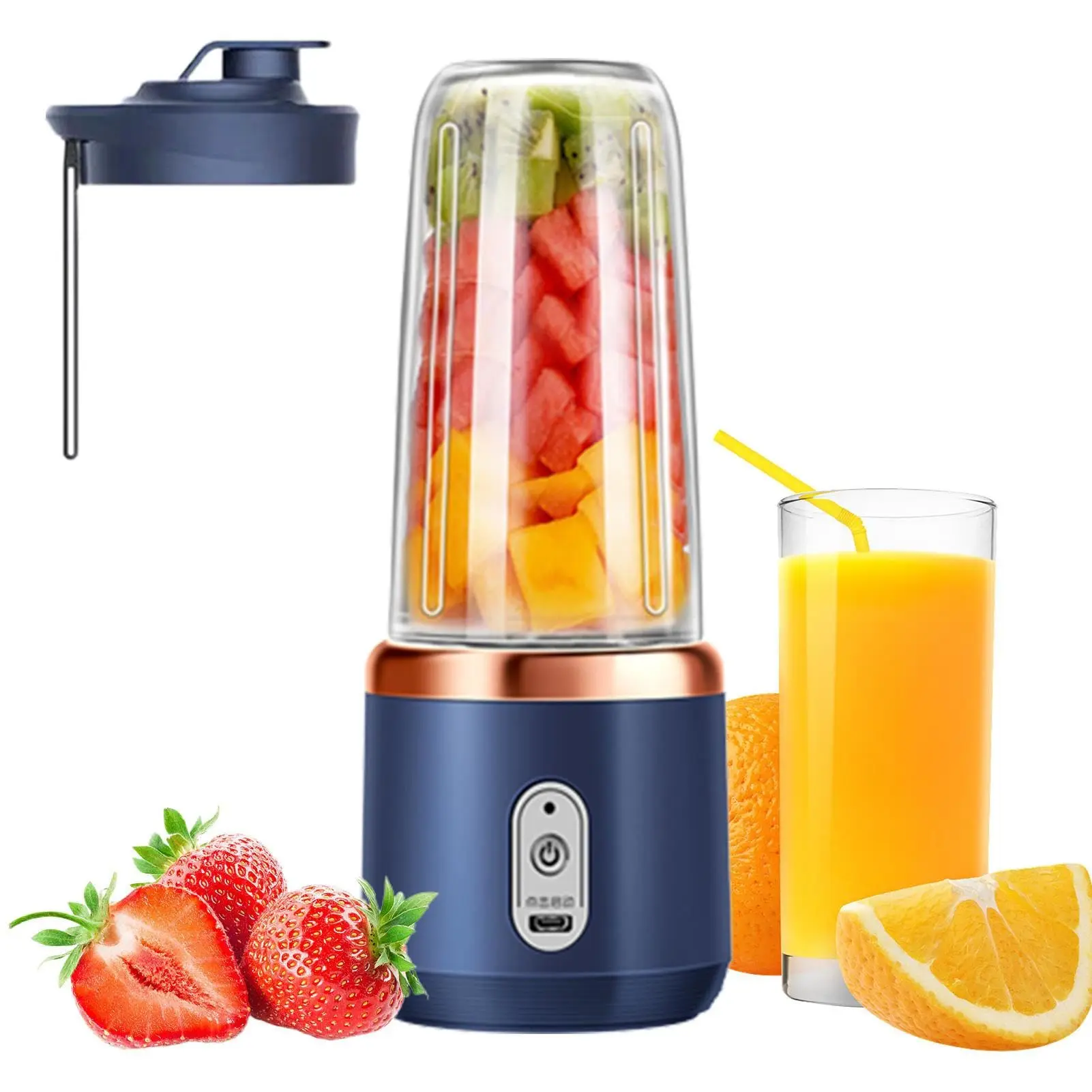 

Portable Fruit Juicer 6 Blades Sports Travel USB Rechargeable Juicer Cup Handheld Personal Mini Blender with cup for Shakes
