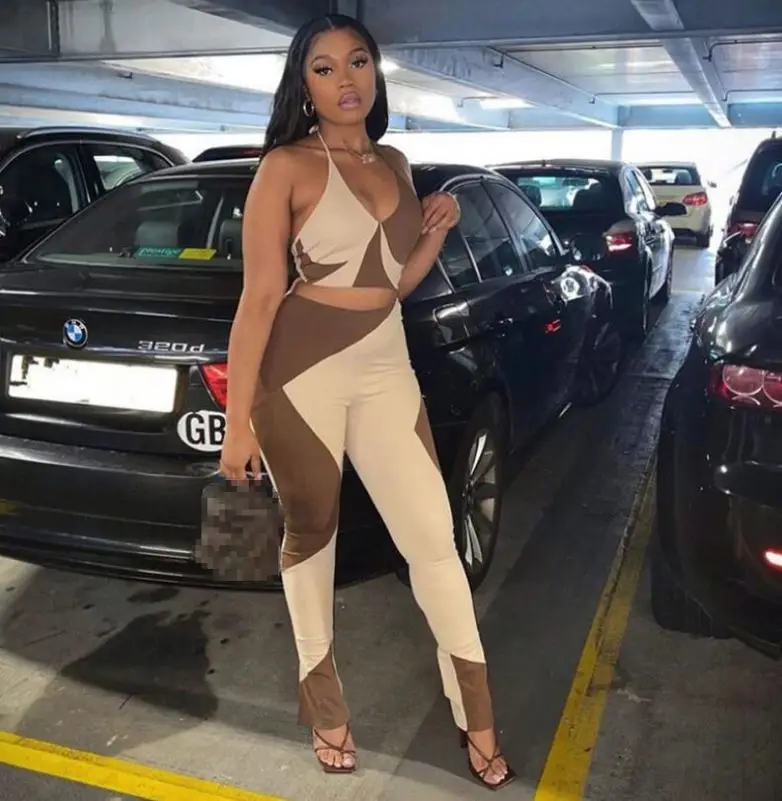 

summer clothing 2021 tops +pants two piece set contrast color casual outfits for women