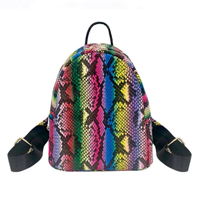 

luxury snake skin colorful printing designer travel backpack bag fashion snake waterproof leather school laptop backpacks