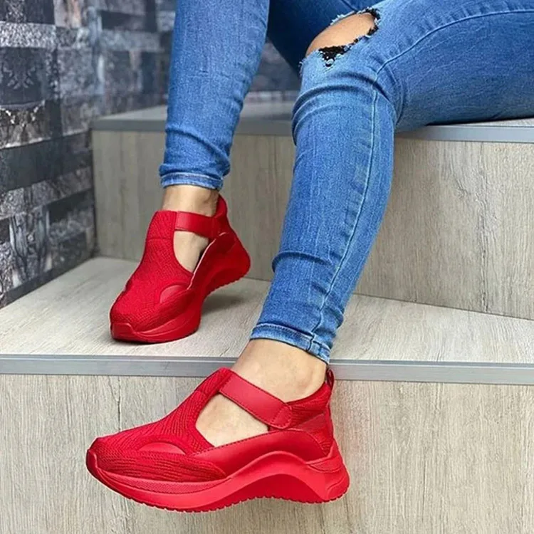

4 color women hot sale hook and loop sneakers 127, Black,pink,white,red