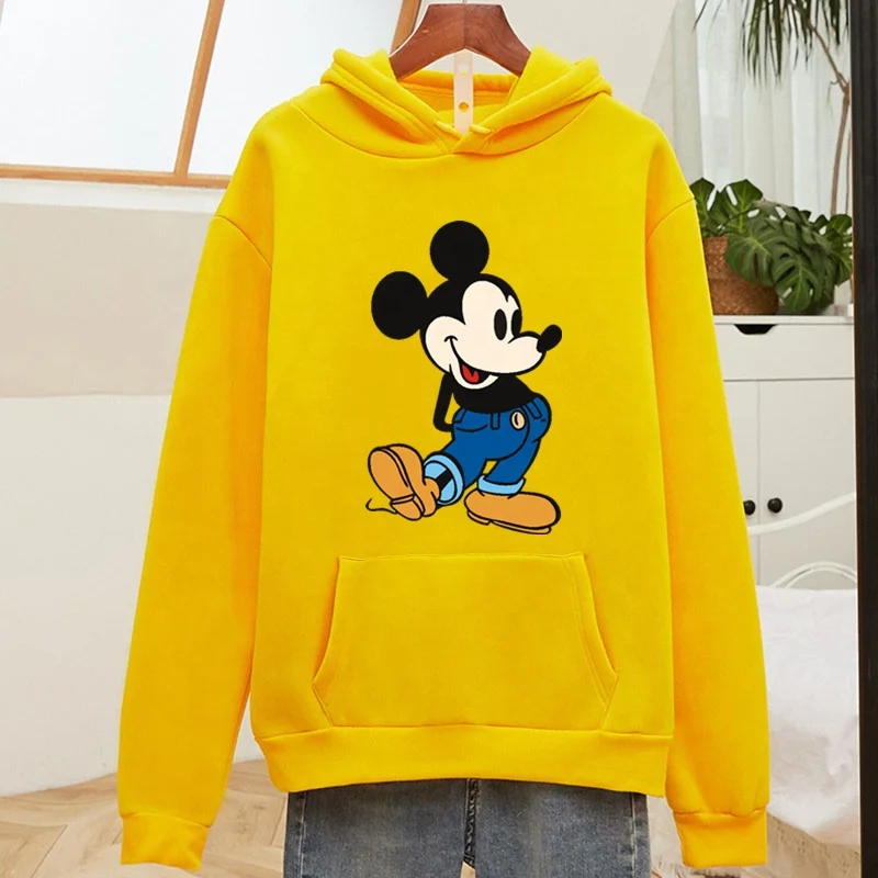 

Custom logo 220gsm high quality pure white pullover sweatshirt oversized blank hoodie style cartoon Mickey print pullover hoodie