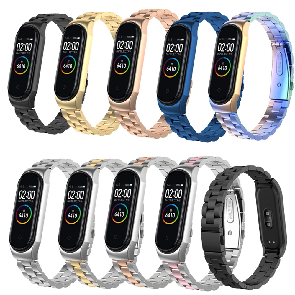 

Lianmi Replacement Metal Mi Band 4 Strap Wrist Strap For Xiaomi Mi Band 6 5 3 4 Stainless Steel Bracelet Wristbands+metal Case, Multi colors/as the picture shows