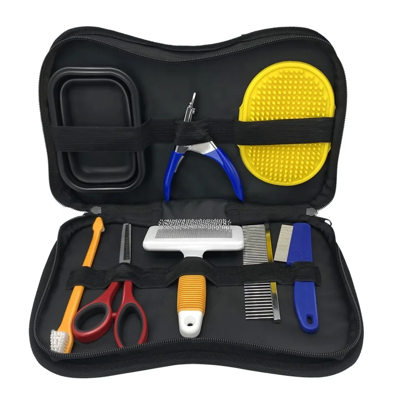 

Factory Wholesale Multifunction 8 In 1 Portable Dog grooming set Cat Brush Kit pet cleaning grooming products