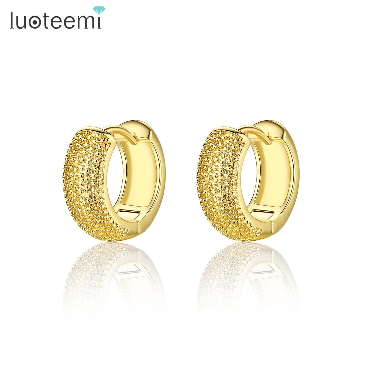 

LUOTEEMI Chunky Large Hoop Earing Gold Plated 18K African Fashion Alloy Popular Vintage High Earring Base