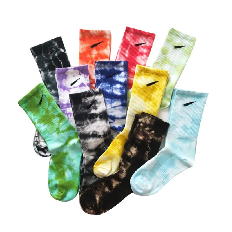 

Tie Die Rainbow Colored NK Socks CrocsnSocks Highquality Unisex Branded Candy Tube Socks Breathable Casual Sports Crew Socks