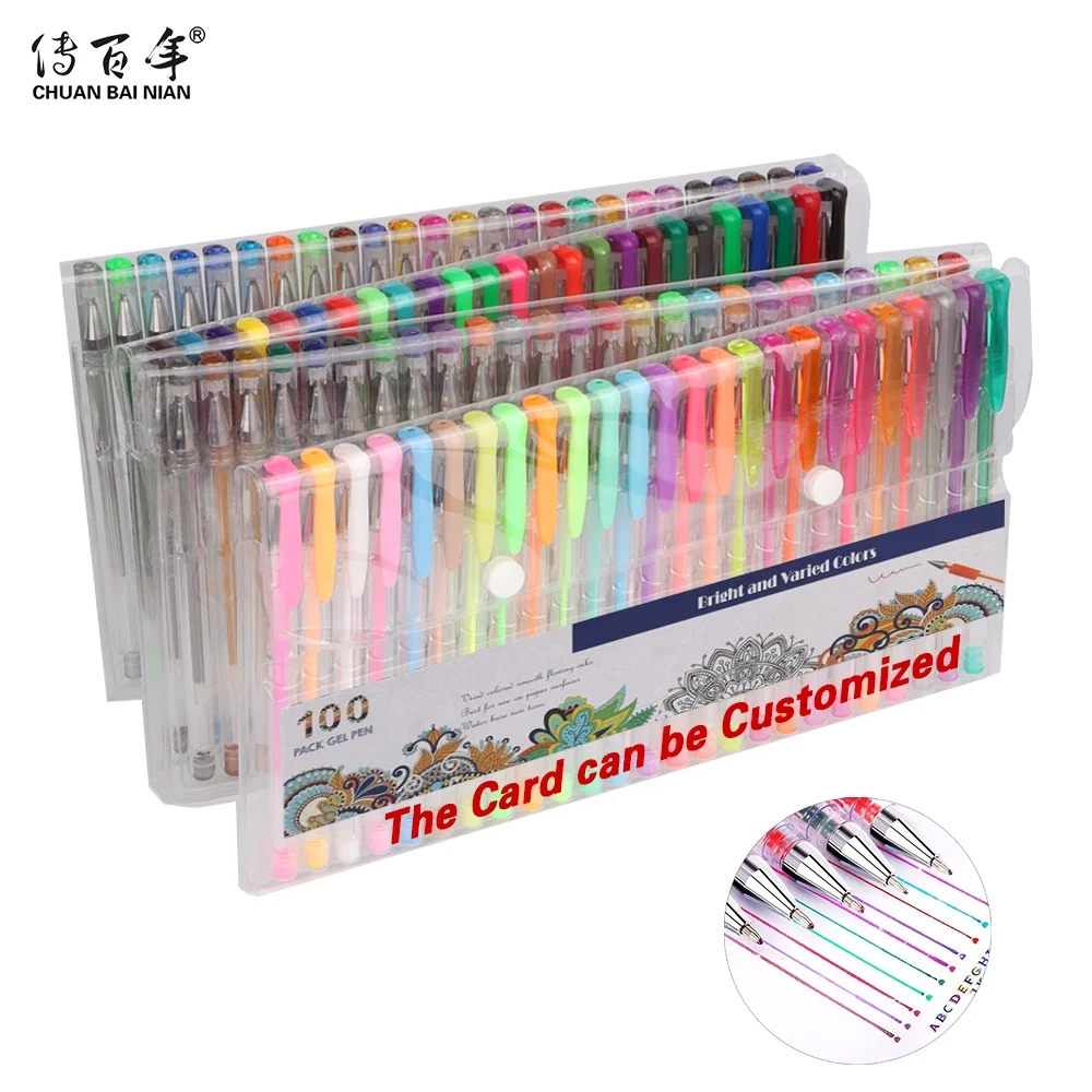 
Amazon Hot Selling Custom Multifunctional Drawing Painting Writing 100 Colors Glitter Gel Pens Set 