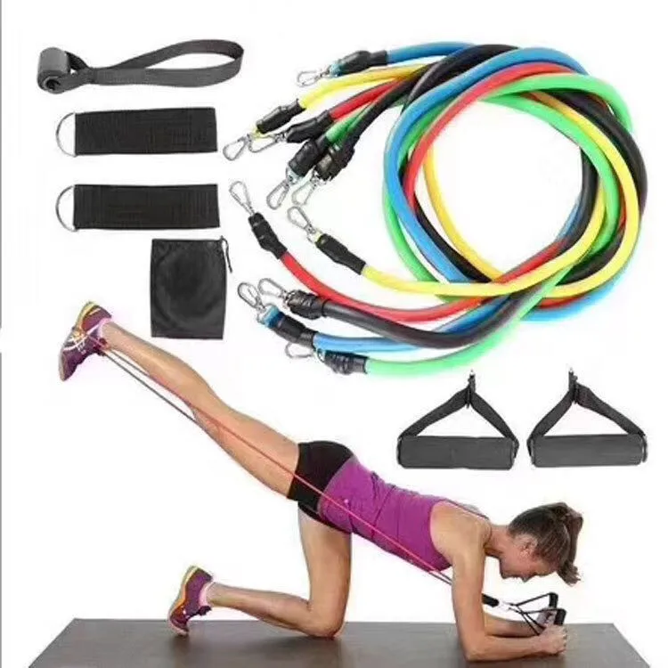 

Workout Training Tubes Exercise 11 Pcs Resistance Bands, Body Building Accessories Heavy Duty Resistance Band Set), Black