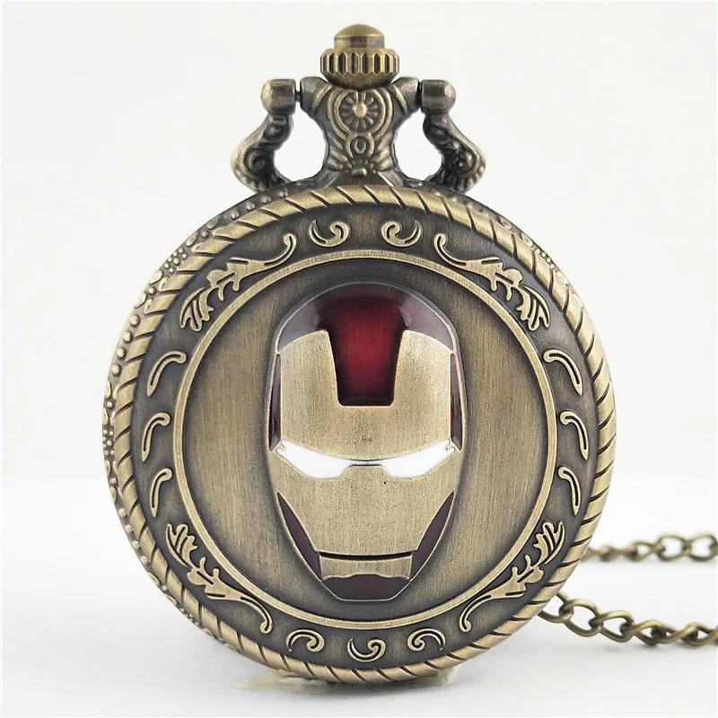 

Hot Sale Justice League Iron-Man Theme Pocket Watch Quartz Fob Clock Vintage Pendant Watch (KWT2215), As the picture