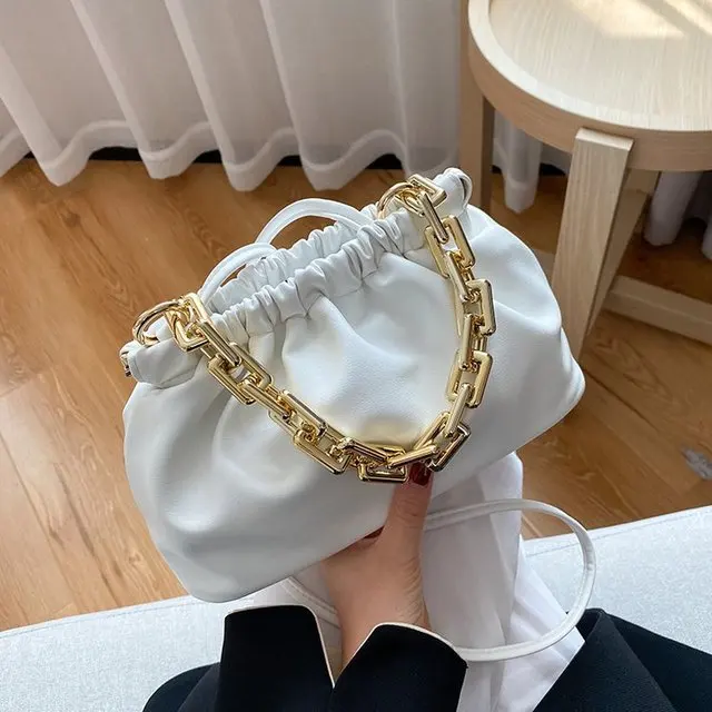

2021 chain women's oblique bag ladies one-shoulder armpit cloud bag new trendy fashion all-match oblique bag, White, yellow, green, blue, black