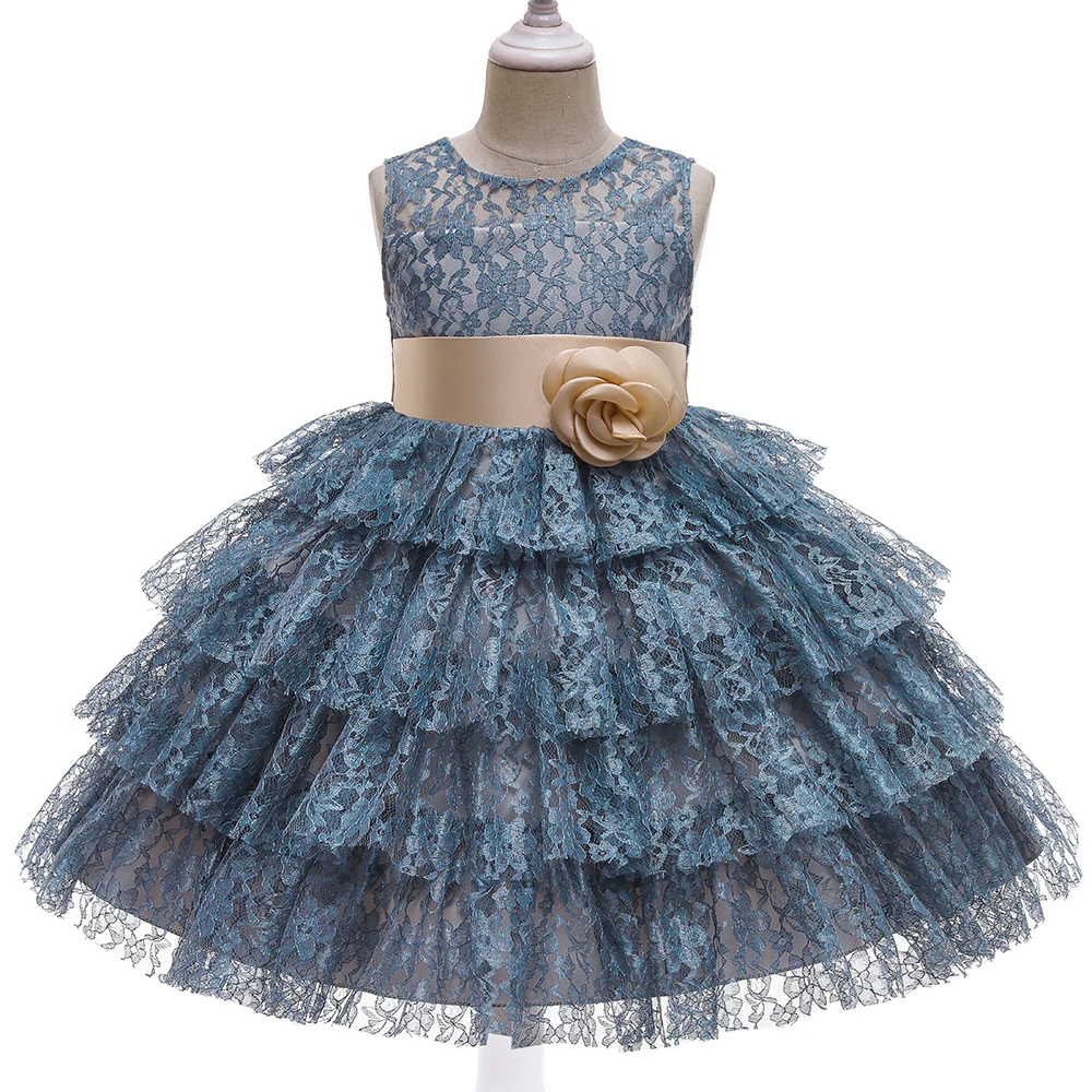 

Children Party Wear Layered Girls Dress Lace Dress Flower Ball GownL5229