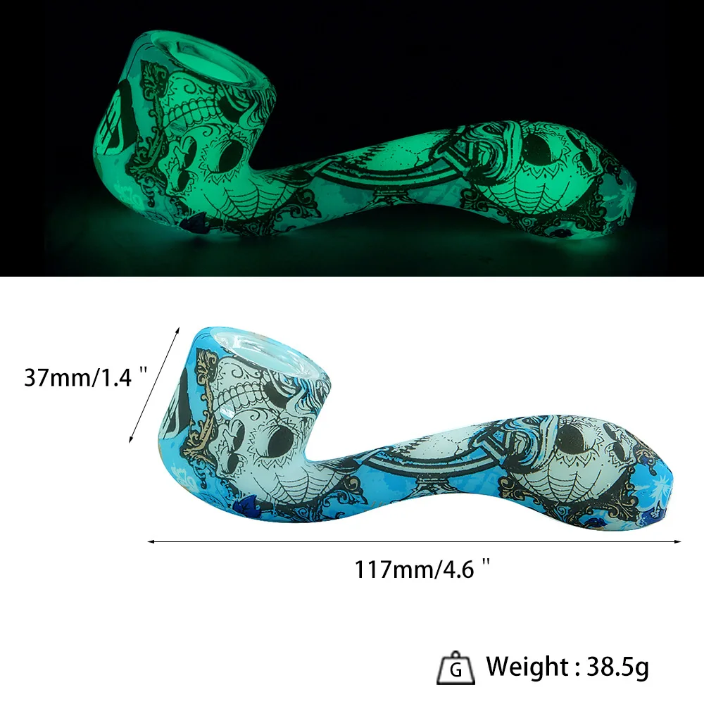 

XY76HNG006 New Water Print Silicone Smoke Pipe New Water Print Silicone Smoke Pipe Glow in Dark Cool Tobacco Pipe Smoking Tools, Mixed colors