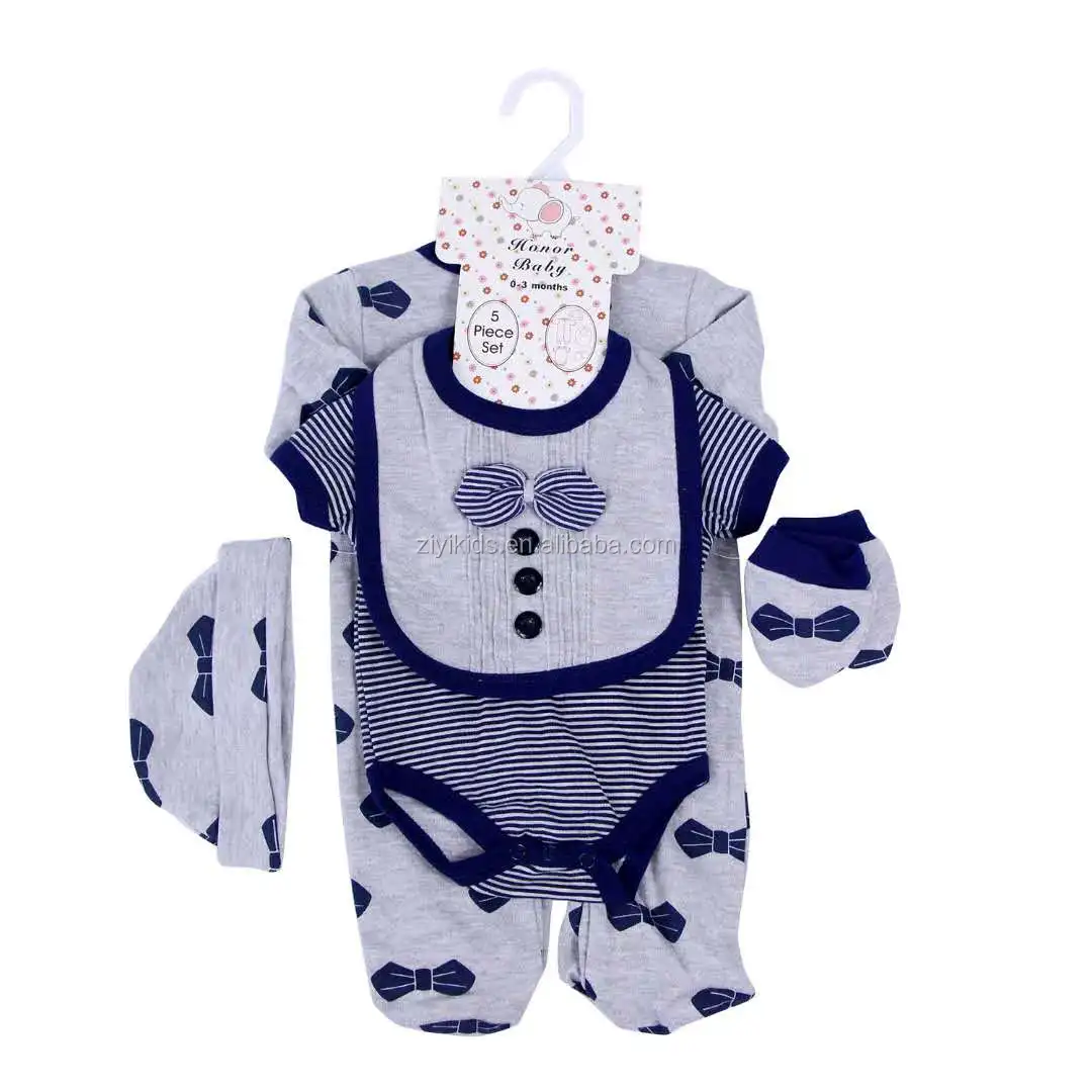 5 Piece Sleepsuit,Vest,Hat,Mittens,Bib 0-3 NB 3-6 months Baby Gift Set 