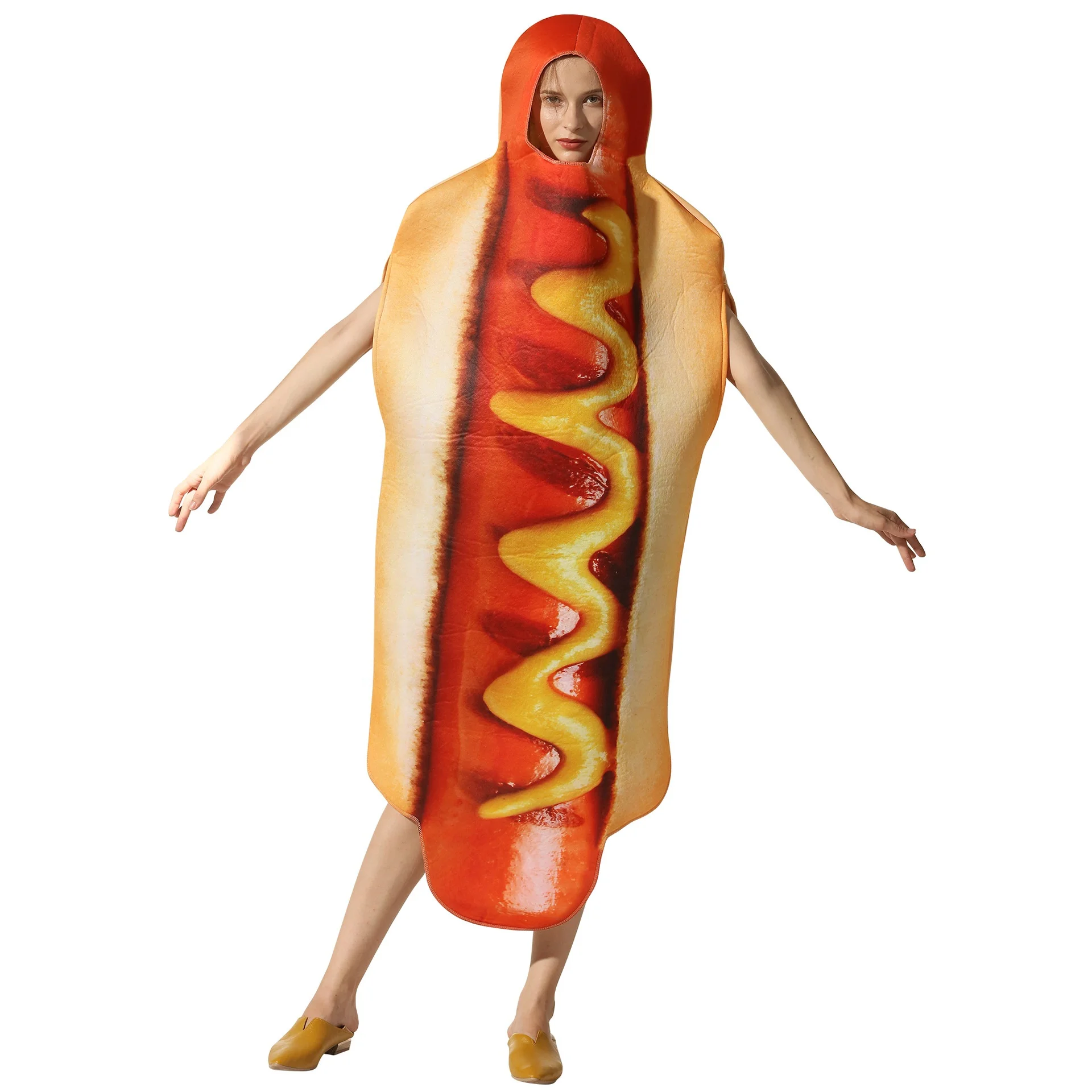 

Factory wholesale Party Funny Food Cosplay Halloween Costume For Adult Christmas Family Fancy Dress Hot Dog Holiday Outfits, Picture color