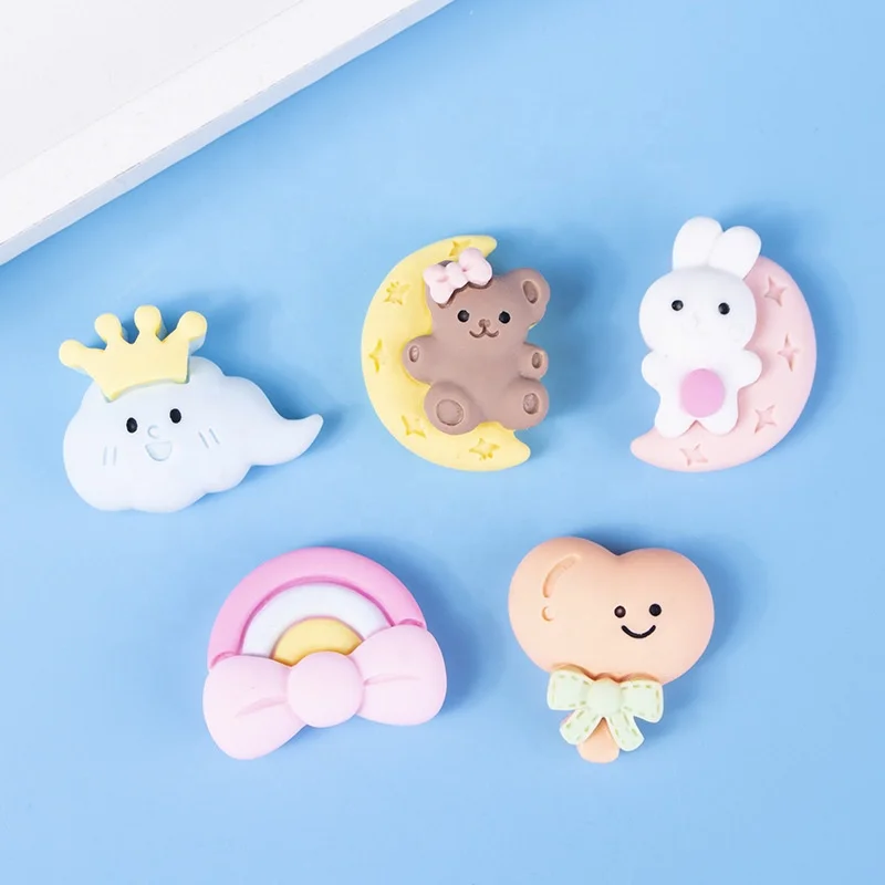 

New Nail Art Supplies Kawaii Resin Accessories Cartoon Moon Series Cloud DIY Cream Bear Nail Charms Accessories