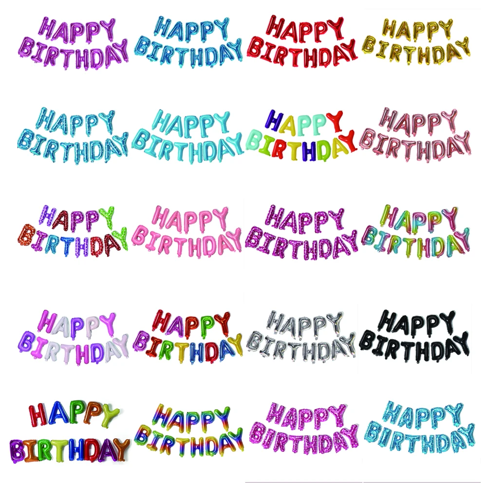 

Happy Birthday Balloons Banner 16 Inch Mylar Foil Letters Birthday Sign Banner Balloon Set Reusable Ecofriendly Material