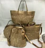 designer pp straw fashion gillter british style handbag large shopping tote bag with faux leather material for woman weekend