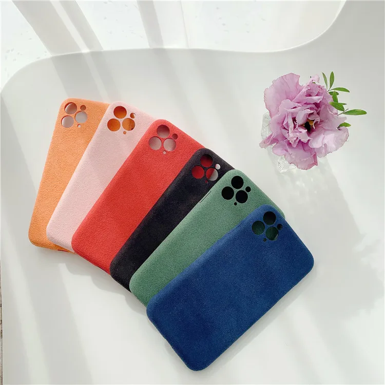 

The newest Fabric Leather Mobile Phone Case for iPhone12 all-inclusive suede case for iphone 11pro hole four edge phone case, Black,blue,green,pink,red,orange