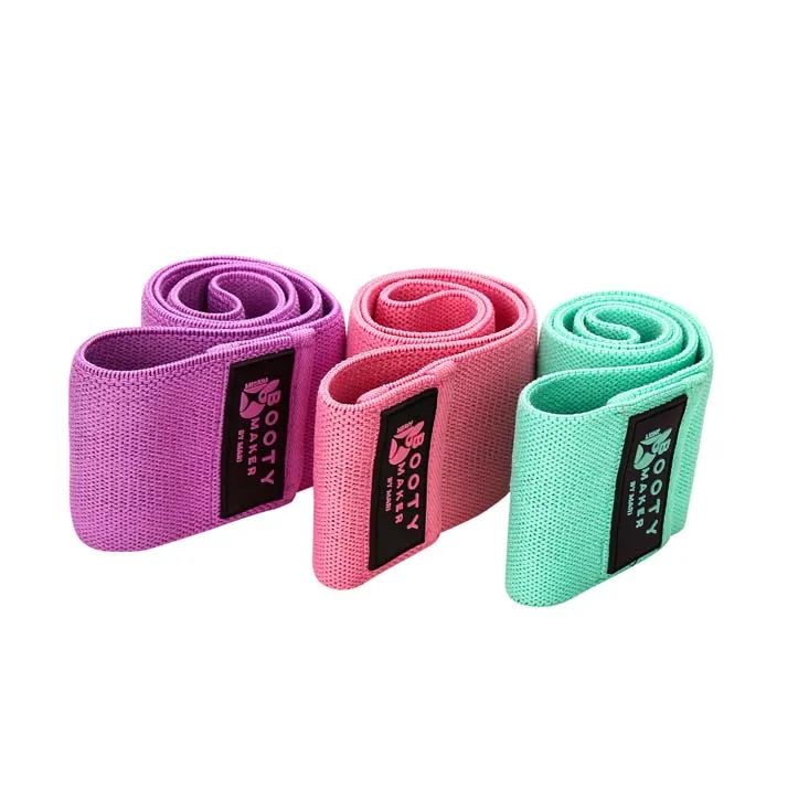

Rubber Silk Nylon fabric set hip resistance band for fitness gym band, Customized