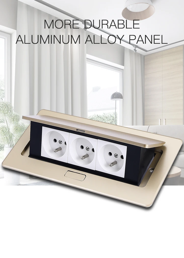 Factory sales gold aluminum alloy multi module embedded table socket