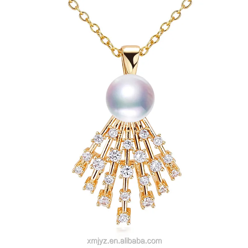 

Certified Gold Craft Exquisite Dance Dress Freshwater Pearl Pendant Necklace Zircon 18K Gilded Jewelry Gift