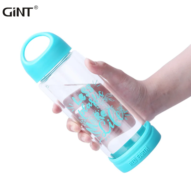 

GiNT 370ml Eco Friendly BPA Free Handgrip Double Wall Insulated Glass Water Bottle with PP Lid, Customized colors acceptable
