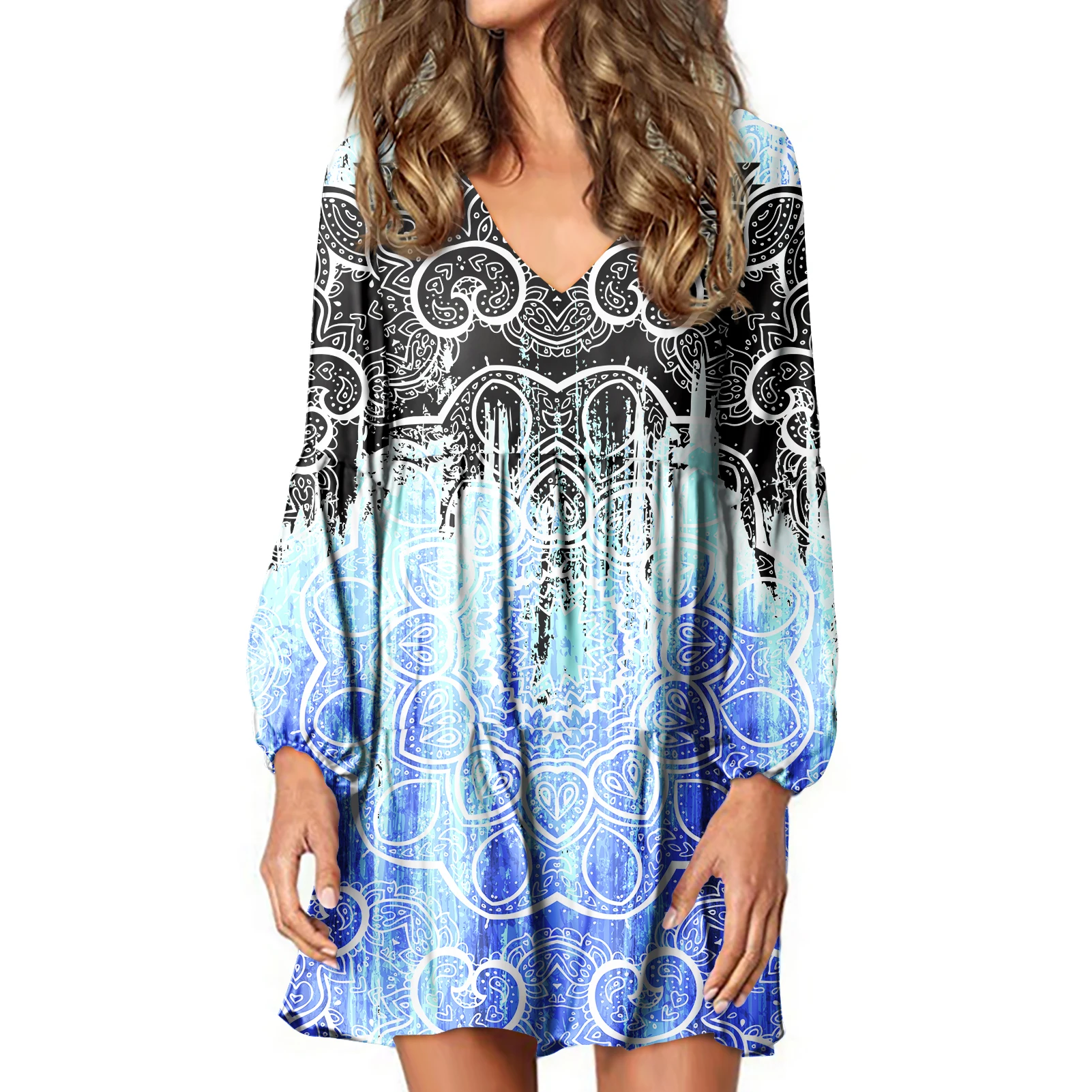 

Newest Arrive African Polynesian Traditional Tribal Pattern Print Ladies Dress Long Sleeve Evening Official Dresses for Lady, Customized color