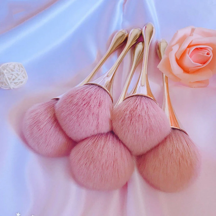 

Large Flower Makeup Brushes Custom Logo Rose Gold Powder Blush Brush Animal Fur, Customized color