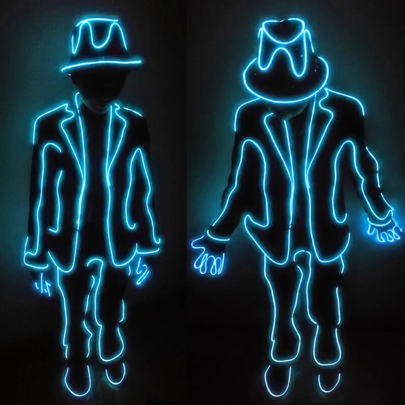 

2023 Adult LED Light Up Hip Hop Jazz Dance Costumes Stage Performance Wear Fiber Optic Light Tron Dance Suits