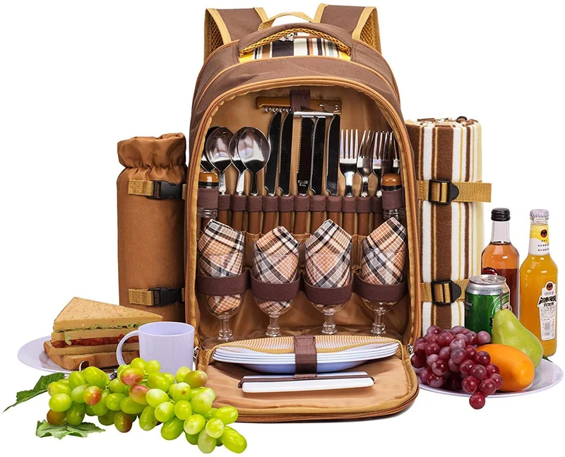 

Professional wholesale large capacity durable travel picnic backpack set for 4