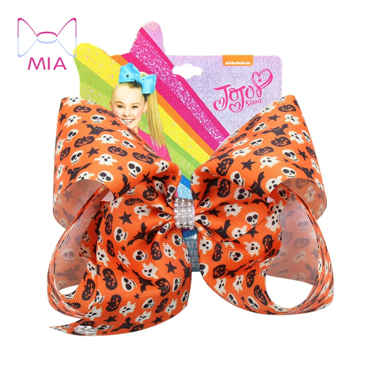 

Mia Free shipping baby 7inch hair accessories Halloween skull pumpkin hair ties for thick hair baby girl hair bows, Picture shows