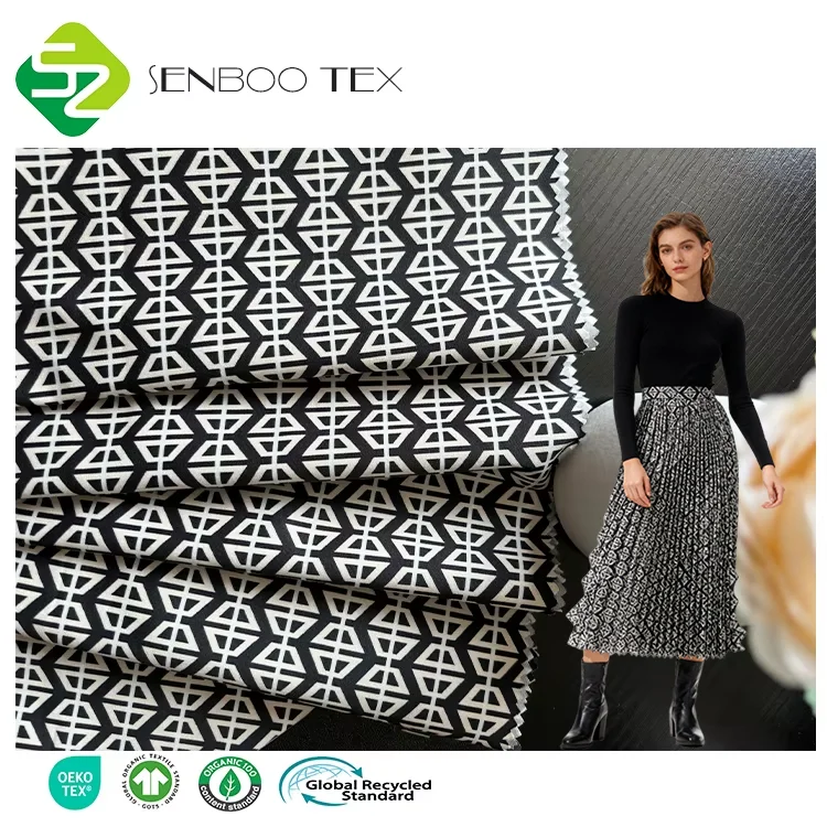 165gsm 97% Cotton 3% Spandex Woven Poplin Fabric Combed Yarn Plaid Printed Used for Modern Pleated Midi Skirt