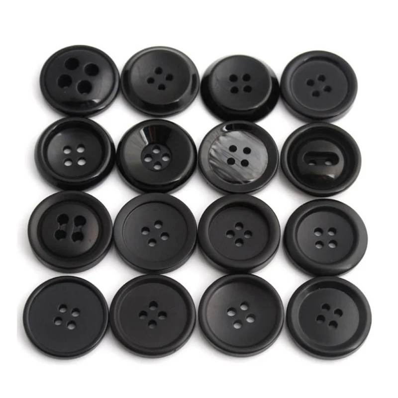 

High Quality Recycled 2/4 Hole Button Black Color Resin Buttons for Clothes